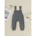 thumbnail image 2 of Bagilaanoe Baby Girl Boys Knit Overalls Jumpsuits Toddler Solid Color Sleeveless Playsuits 6M 9M 12M 18M 24M 3T Kids Ribbed One Piece Romper, 2 of 9