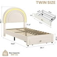 thumbnail image 2 of Twin Upholstered LED Bed Frame - with Storage Drawer and Rainbow Headboard, Berber Fleece Princess Platform Bed for Kids, Solid Wood Slat Support, No Box Spring Needed, Easy Assembly, Beige, 2 of 7