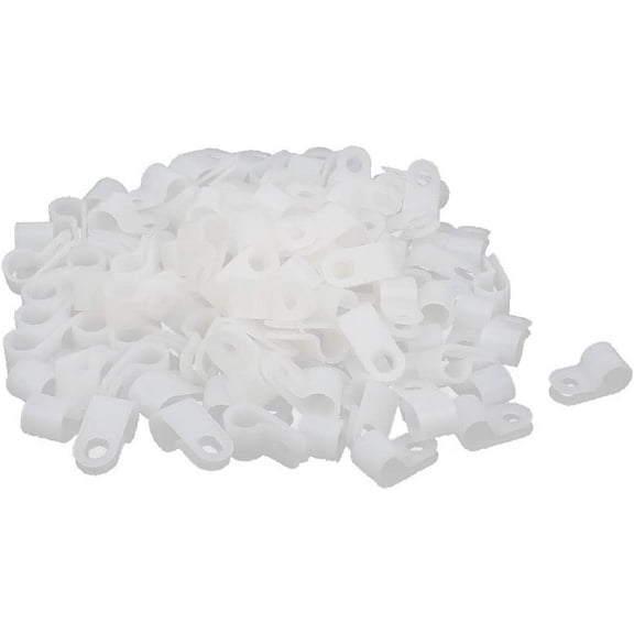 108 Pcs Nylon R Type Wire Cord Clip Fixer Cable Clamp Fastener 7.9mm(108 piezas Nylon R Tipo Cable Cable Clip Fijador Cable Abrazadera Sujetador 7.9mm