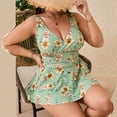 thumbnail image 3 of Women's Plus Size Two-Piece Bikini Set with Skirt Split Swimsuit, Flattering Swimwear for Beach, Pool, and Vacation, Ideal for Spring Break and Summer Fun Green 3XL, 3 of 7