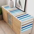 thumbnail image 4 of Blue Teal Brown Striped Table Runner - 36 Inch Long, Kitchen Dining Table Runner Dresser Scarves, Farmhouse Stripes Simple Art Farmhouse Decor for Coffee Tables Wedding Party Banquet, 4 of 8