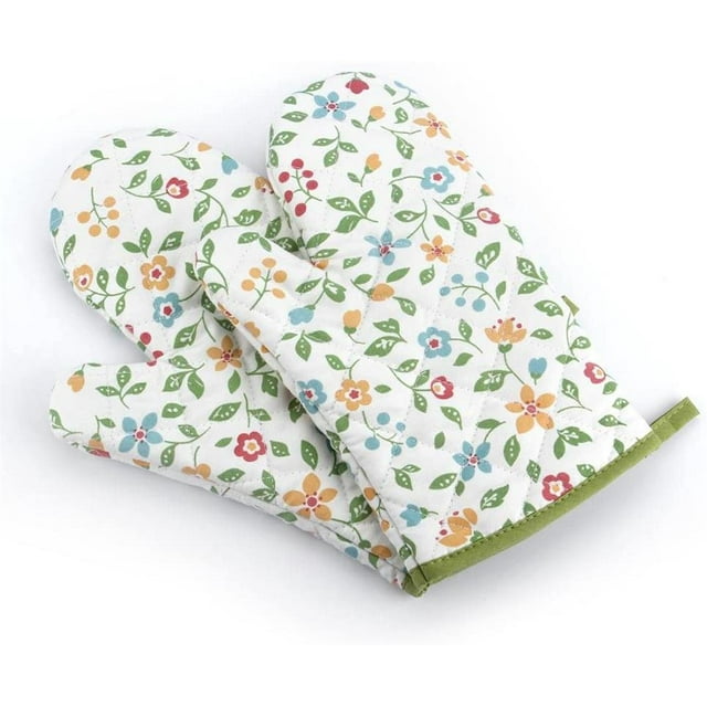 Guantes para horno Guantes para horno extremadamente resistentes al calor Motivos de flores antideslizantes Almohadillas aislantes para horno para asar Barbacoa Hornear Cocinar (1 par) Xemadio LKX-1356