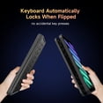 thumbnail image 2 of HOU Étui Clavier pour iPad Mini 7/6, Support Réglable à 156°, Étui Protecteur Complet Détachable pour iPad Mini 7/6, 11 Touches de Raccourci, Rétroéclairage 7 Couleurs, PU en Silicone, Multifonction, Bluetooth, 2 of 7