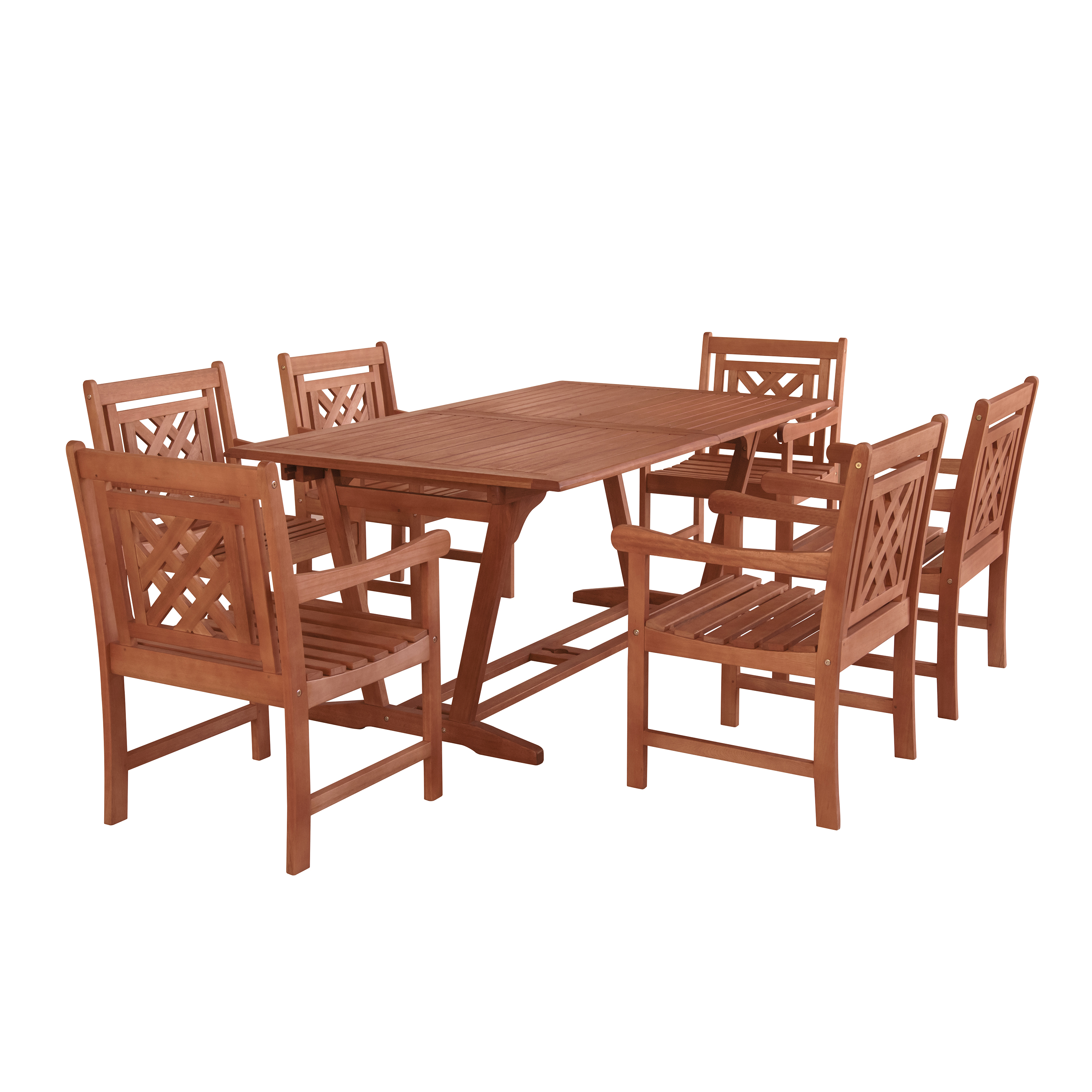 Malibu Outdoor 7piece Wood Patio Extendable Table Dining Set