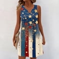thumbnail image 2 of Women's Summer V-Neck Dress, Independence Day Themed Sleeveless Sundress with Elastic Waist, Perfect for Barbecues and Family Gatherings,Light Blue L, 2 of 5