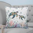 thumbnail image 4 of Sea Turtle Coastal 16x16 Pillow Covers Set of 2, Summer Beach Coral Ocean Seagrass Throw Pillow Covers Decorative Couch Cushion Case, Microfiber Square Pillowcases for Bedroom Car Living Room, 4 of 7