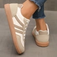 thumbnail image 5 of HEWUQI Women's Lace up Fashion Sneakers Trendy Stripe Athletic Walking Shoes Cushioned Insoles Shoes for All Day Wear White Size 6.5, 5 of 7