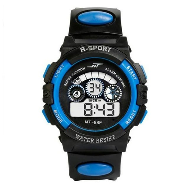 Reloj de pulsera deportivo digital LED de cuarzo con alarma y fecha para hombre y niño.