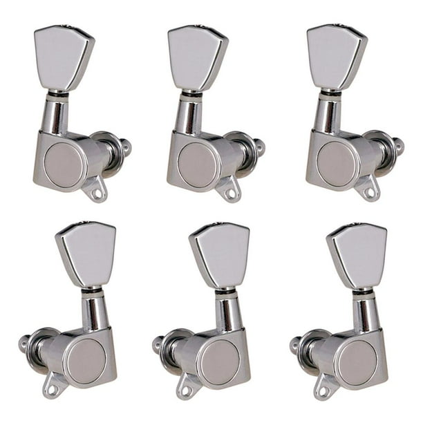 Clavijas de afinación con bloqueo para cuerdas de guitarra, cabezal de afinador 3L3R, repuesto, color plata