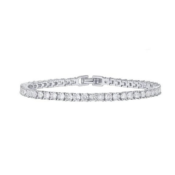 Paris Jewelry 14K White Gold 4 Ct White Sapphire Round Tennis Bracelet 7 inch Gift for  Women Unisex plated