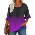 thumbnail image 3 of QNANSPI Short Sleeve Shirts for Women, Womens Casual Tops, Women's V Neck Short Sleeve T Shirt Print Crew Neck Flared Sleeve Chest Ruched Casual Daily Top, 3 of 7