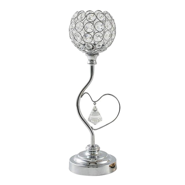 Portavelas de pilar con detalle de cristal, decoración en apariencia de , soporte de lámpara de té pieza central decorativa para de comedor, bodas, Plata perfecl Portavelas de boda