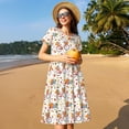 thumbnail image 4 of Naloa Vintage Autumn Pumpkins Print Womens Summer A-Line Dress with Pockets,Short Sleeve Dresses,Flowy Beach Swing Dress for Vacation Travel, 4 of 6