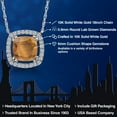 thumbnail image 2 of Gem Stone King 10K White Gold Brown Tiger Eye and White Lab Grown Diamond Pendant Necklace for Women | 1.11 Cttw | Gemstone Birthstone | Cushion 6MM | With 18 inch Chain, 2 of 6