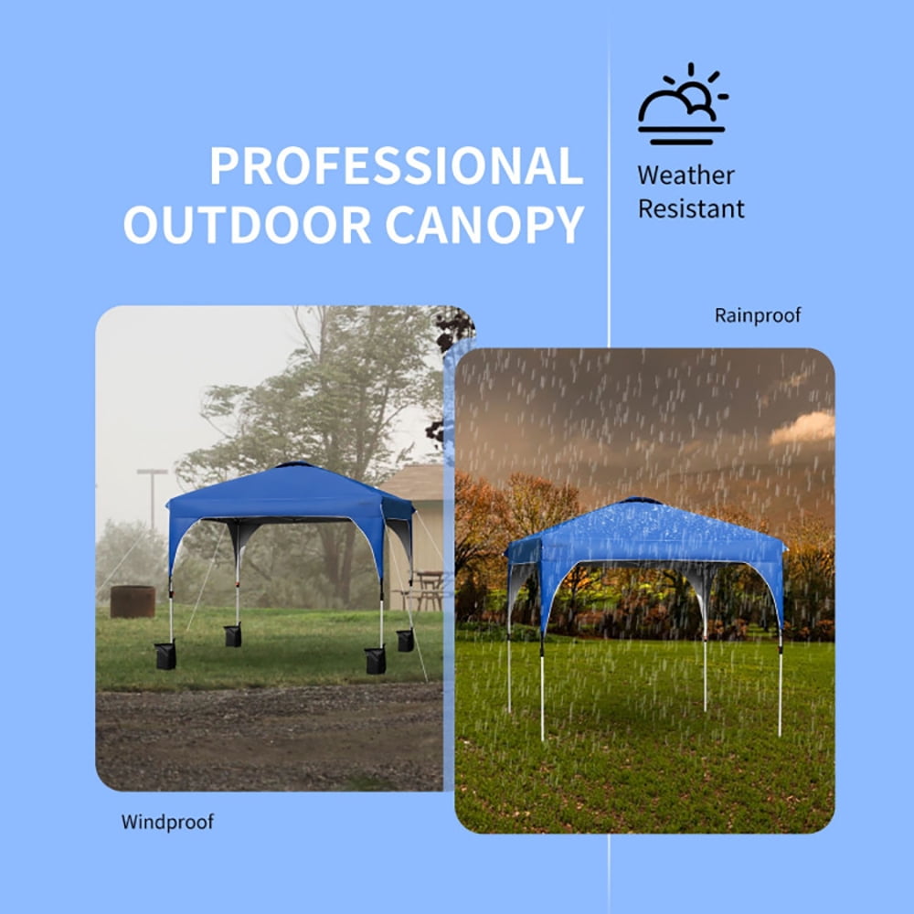 Aimee Lii 10 x 10 Feet Outdoor Pop-up Camping Canopy Tent with Roller Bag, Backyard Canopy Gazebo, Blue Aimee Lii 10 x 10 Feet Outdoor Pop-up Camping Canopy Tent with Roller Bag, Backyard Canopy Gazebo, Blue