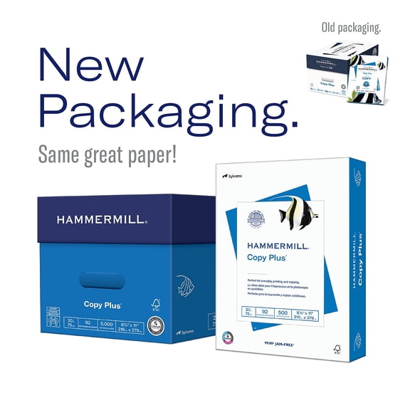 Hammermill 105007 Copy Plus Paper - White - 92 Brightness - Letter - 8 1/2" x 11" - 500 / Ream - FSC - Acid-free, Quick Drying