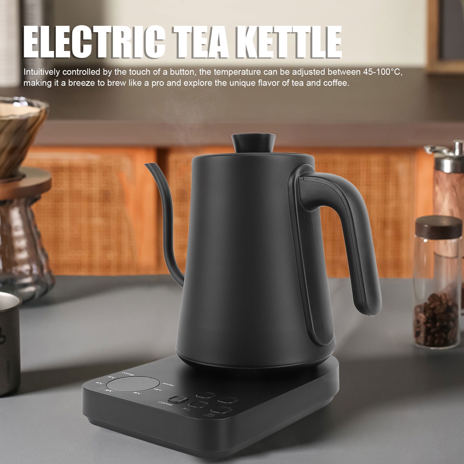 Suodoka 1000ml Gooseneck Electric Kettle with LCD Screen, 1.0L / 33.8 oz Stainless Steel Pour Over Coffee Kettle and Tea Pot with Precision Temperature Control and Fast Boiling Tech