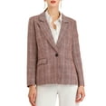 thumbnail image 6 of MODA NOVA Juniors Notched Lapel One Button Hip Length Houndstooth Blazer, 6 of 7