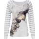thumbnail image 4 of Mujeres Primavera Moda O-cuello Raya Suelta Impreso Patchwork Blusa Tops Pullover Fridja  FKASFK116, 4 of 5