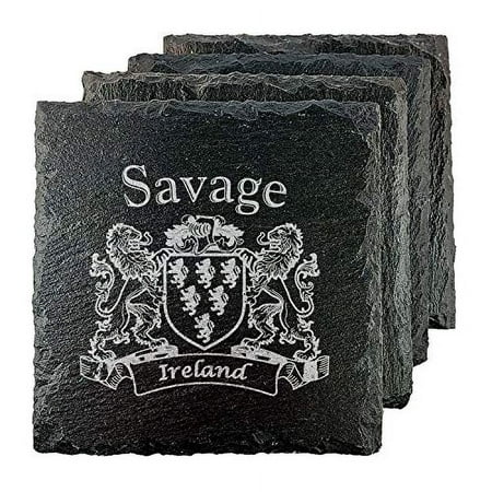 

Savage Irish Coat of Arms Slate Coasters - Set of 4