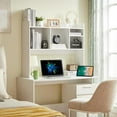 thumbnail image 4 of Desktop Bookshelf, Wooden Desk Storage Hutch with 6 Shelves for Computer Desk, 3-Tier Desktop Display Organizer Rack for Office Home (White), 4 of 6