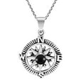 thumbnail image 1 of Wanderer’s Guide Sterling Silver Compass Black Onyx Inlaid Necklace, 1 of 6