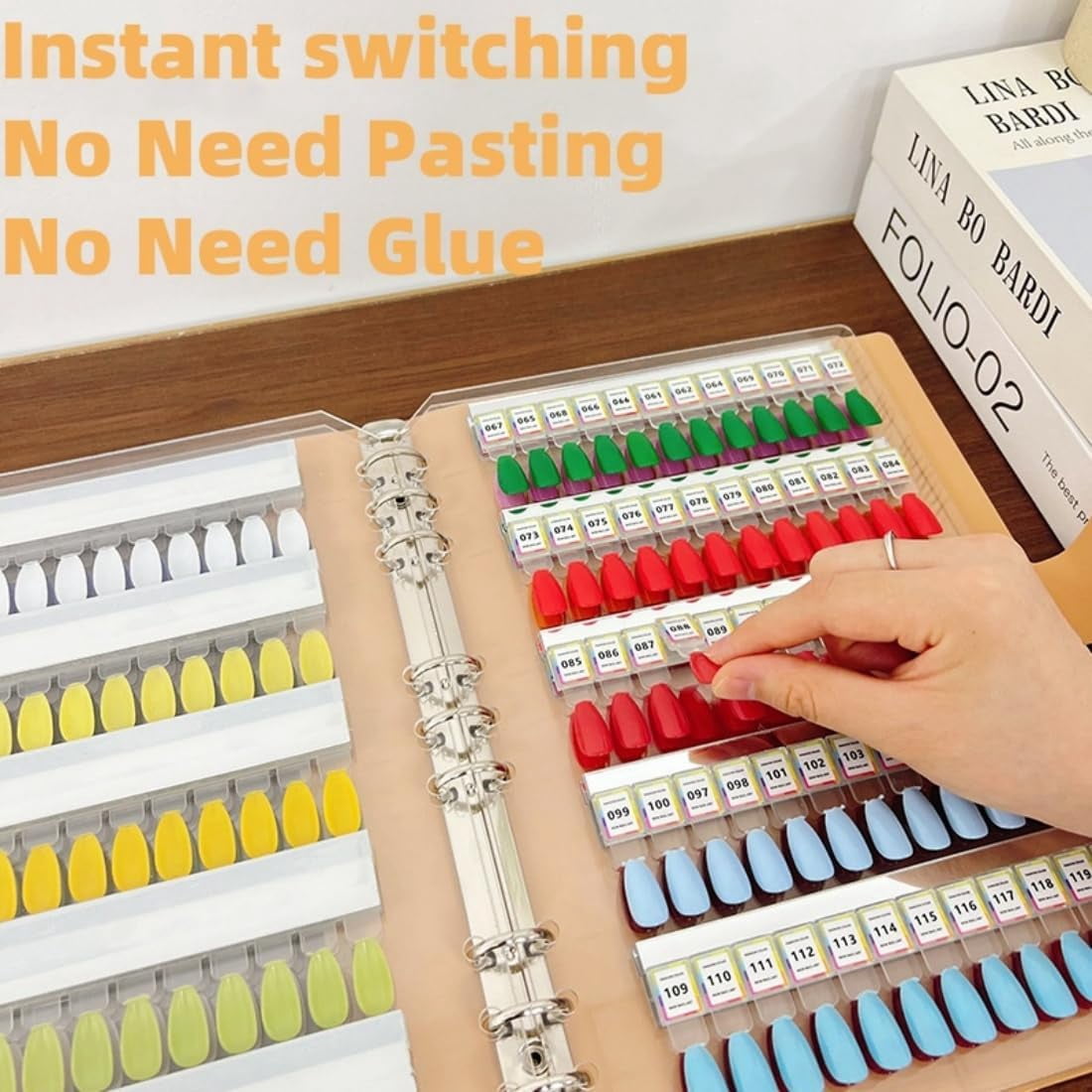 Magnetic Nail Swatches Book, 120/180/240 Nail Color Display Book, Magnet Blank Nail Organizer Storage, with Transparent Nails, Nail Art Salon Design Display Booklet for Manicurist (white,240Pc)
