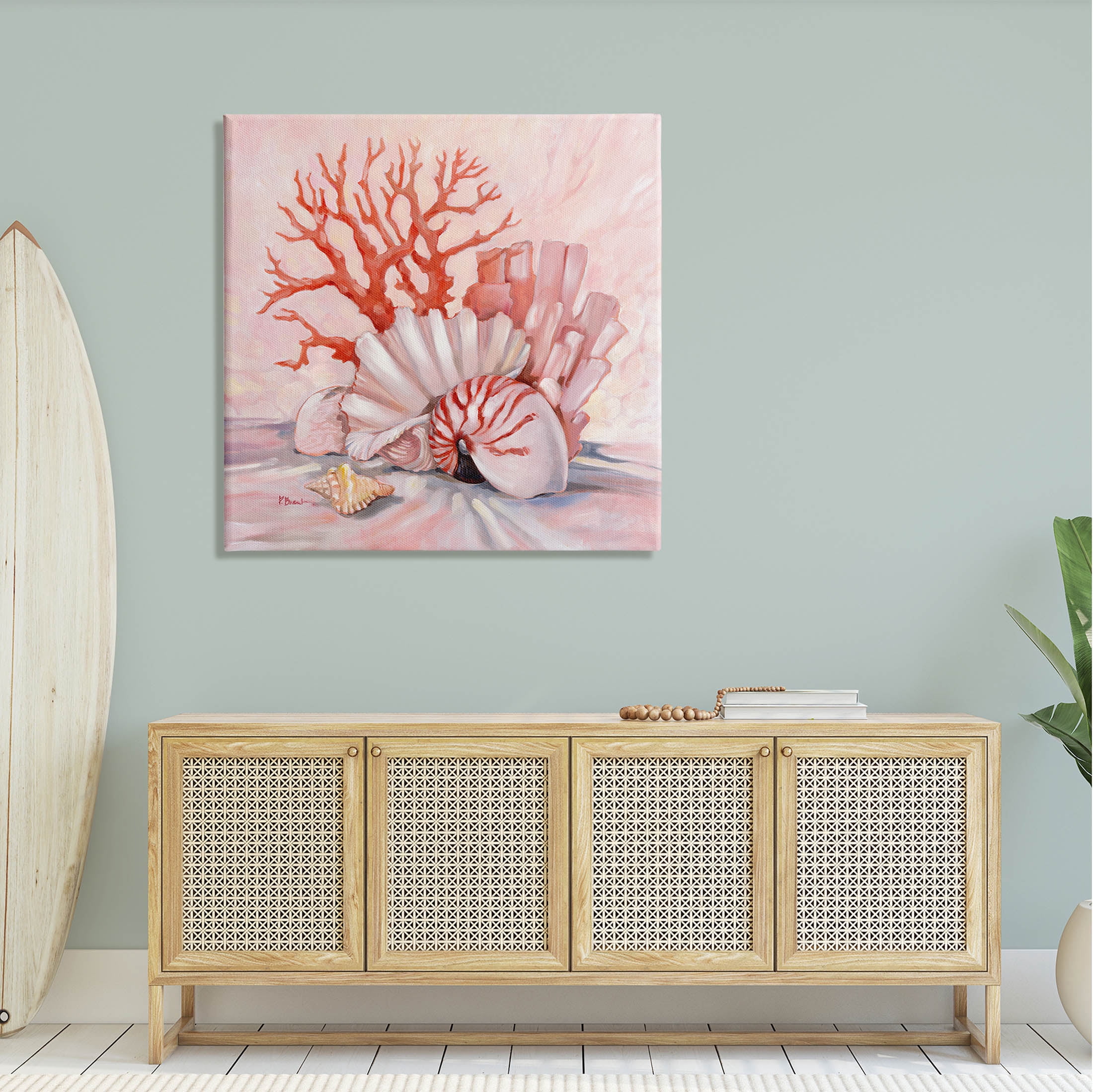Stupell Industries Coral Still Life Aquatic Seashells Painting Gallery Wrapped Canvas Print Wall Art, Design by Paul Brent