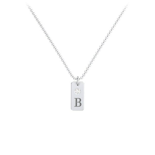 Collier Étiquette Initiale avec Pierre de Naissance