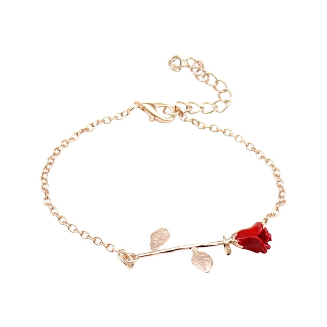 Red Rose Bracelet Simulation Flower Series Bracelet Valentine's Day Gift Creative Rose Flower Bracelet