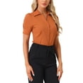 thumbnail image 4 of INSPIRAR CHIC Blusa de Oficina para Mujeres, Top de Botón, Mono de Manga Corta, Camisa de Trabajo M Caramelo, 4 of 6