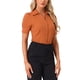 thumbnail image 4 of INSPIRAR CHIC Camisa Blusa de Trabajo de Manga Corta con Botones para Mujeres XL Caramelo, 4 of 6