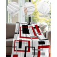 thumbnail image 4 of Flannel Fleece Throw Blanket Geometric Red Grey Black Square Lightweight Soft Plush Blankets,Abstract Art Cozy Warm Throw Blanket for Couch Sofa Bed Car Office 40x50in, 4 of 9