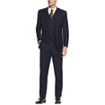 thumbnail image 1 of Alberto Nardoni Navy Suit Slim Skinny European Fit Vested 3 Pieces Suit Notch Lapel Side Vented, 1 of 3