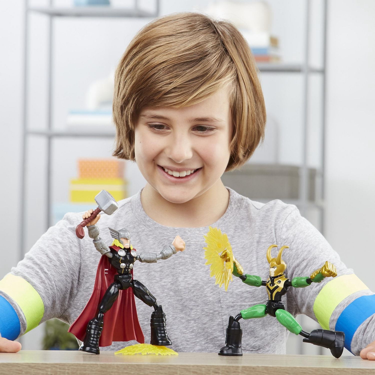 Marvel Avengers Bend and Flex Thor Vs. Loki Action Figure Toys, 6-Inch Flexible Figures, Includes 2 Accessories, Ages 4 And Up