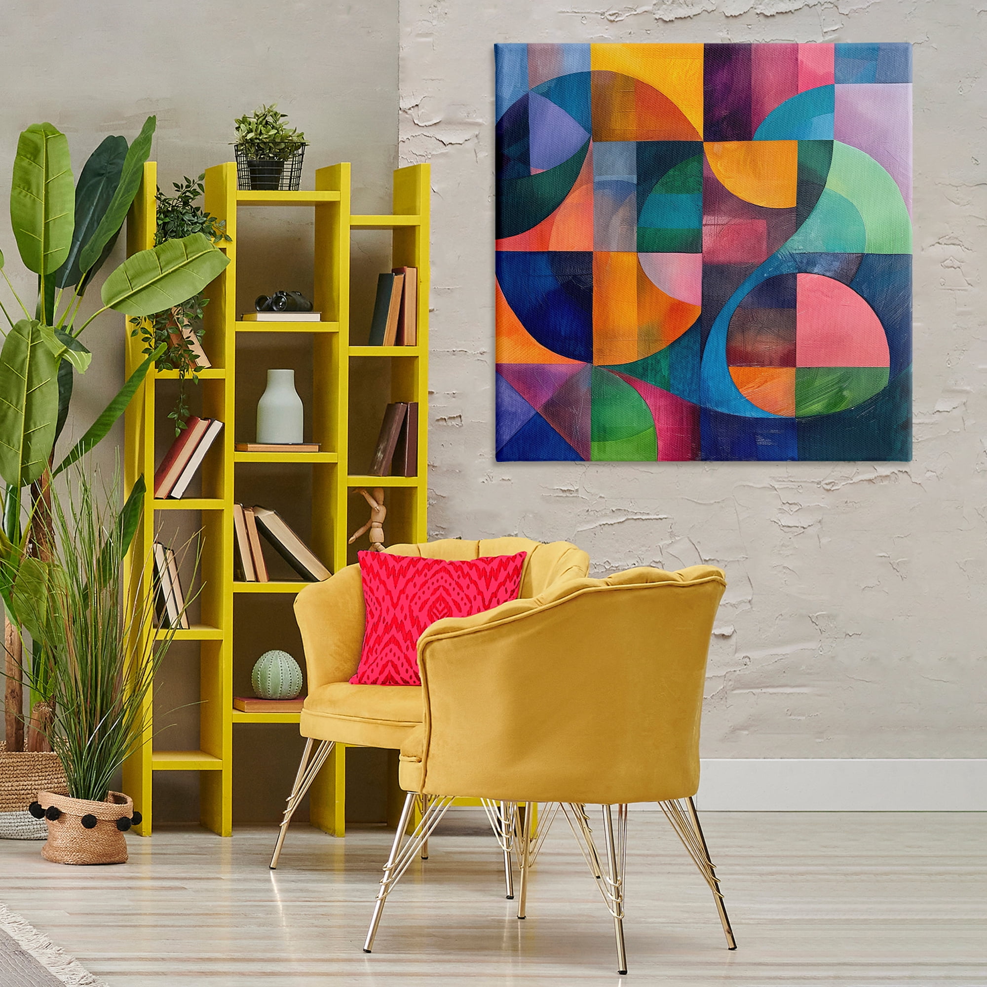 Stupell Industries Luminous Spectrum Shapes Abstract Painting Gallery Wrapped Canvas Art Print Wall Art, 36 x 36