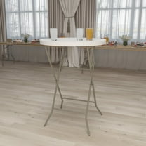 Emma   Oliver 2.63' Round Plastic Folding Bar Height Table, White
