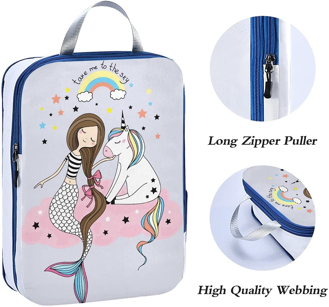 Packing Cubes Cute Unicorn Mermaid Girl 