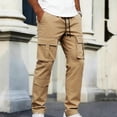 thumbnail image 4 of RXMEKW Cargo Pants for Men with Elastic Waistband and Drawstring, Solid Color Casual Pants with Multiple Pockets for Lounge Wear and Outdoor Activities, 4 of 5