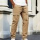 thumbnail image 4 of Ceisia Men's Solid Color Slim Straight Cargo Pants Elastic Waist Drawstring Tactical Trousers with Multi Pockets Gifts, 4 of 5