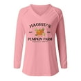 thumbnail image 4 of Fiaer,Halloween Oversized Tshirts for Women,Womnes V Neck Pumpkin Printed T Shirts,Womens Tops Long Sleeve Trendy Pink XXL, 4 of 4