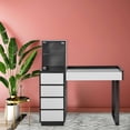 thumbnail image 2 of Impressions Vanity Modern Desk with Drawers, SlayStation Duet Glass top Makeup Mirror Storage with Drawer (Black/Grey), 2 of 7