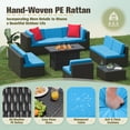 thumbnail image 2 of Homall 10 Pieces Rattan Patio Furniture Conversation Set with 43" Gas Propane 50000 BTU Fire Pit Table Outdoor Sectional Sofa for Backyard,Blue, 2 of 9