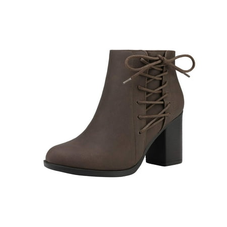 

TOETOS Women‘s Faux Leather Pu Chunky Heel Ankle Boots Women‘s Footwear