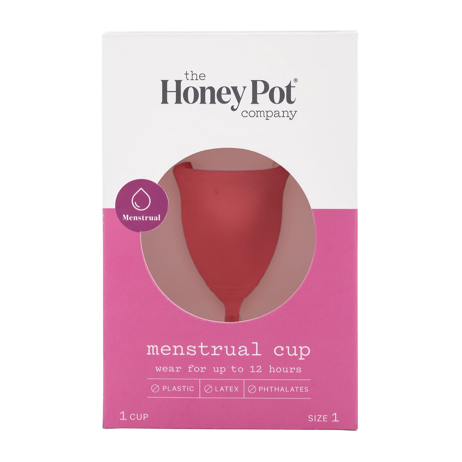 The Honey Pot Company, Silicone Menstrual Cup, BPA Free, Size 1 for Light-Medium flow, 1ct