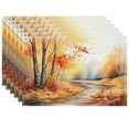 thumbnail image 2 of Autumn Decor Placemat for Coffee Table Decoration - Fall Foliage Plants Autumn Leaves Fade-Resistant Placemats Abstract Nature Non-Slip Placemat Set Of 6 17.7x13 Inches, 2 of 5