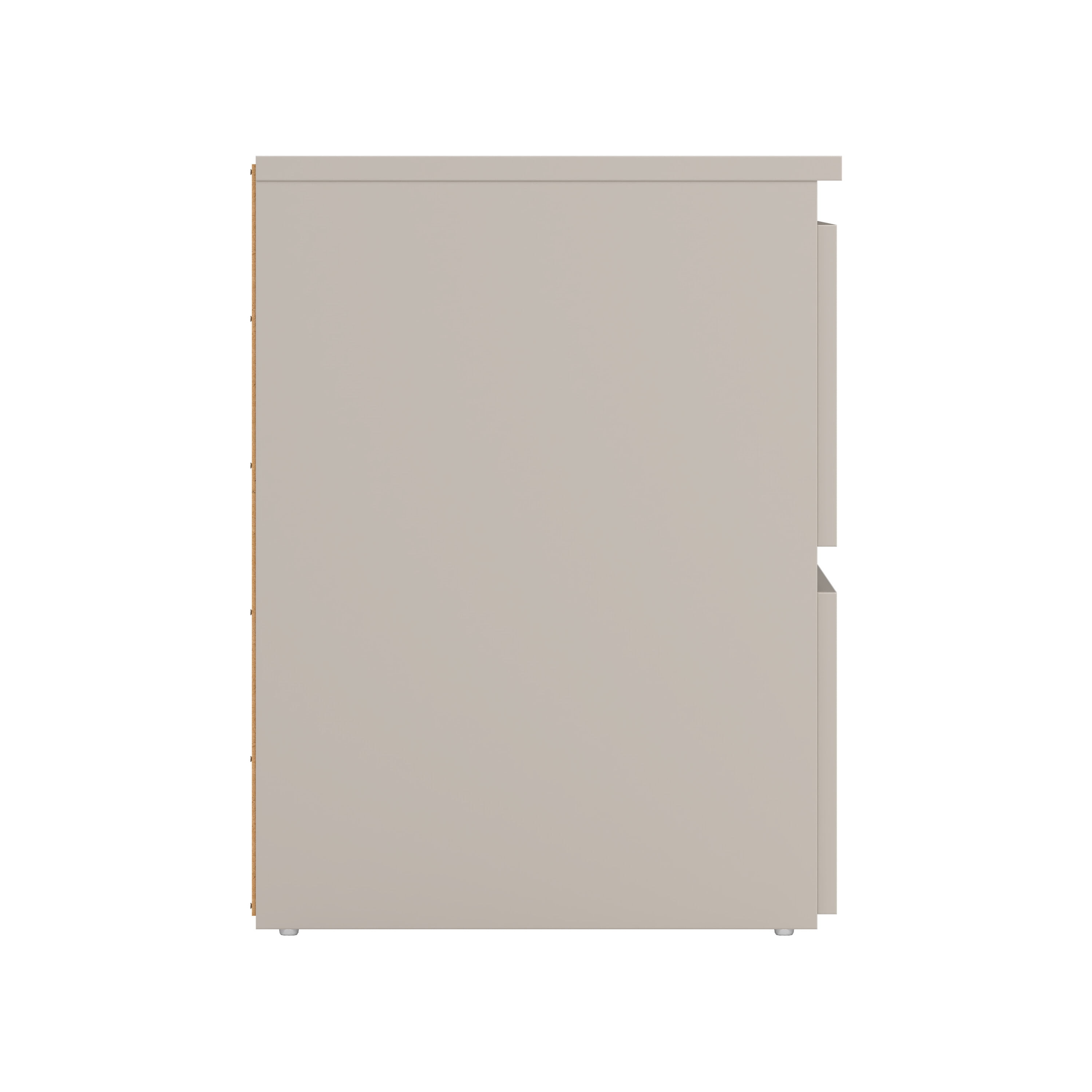 Tvilum 2 Drawer Herringbone Nightstand with Handle-Free Drawers, Soft Beige / Herringbone