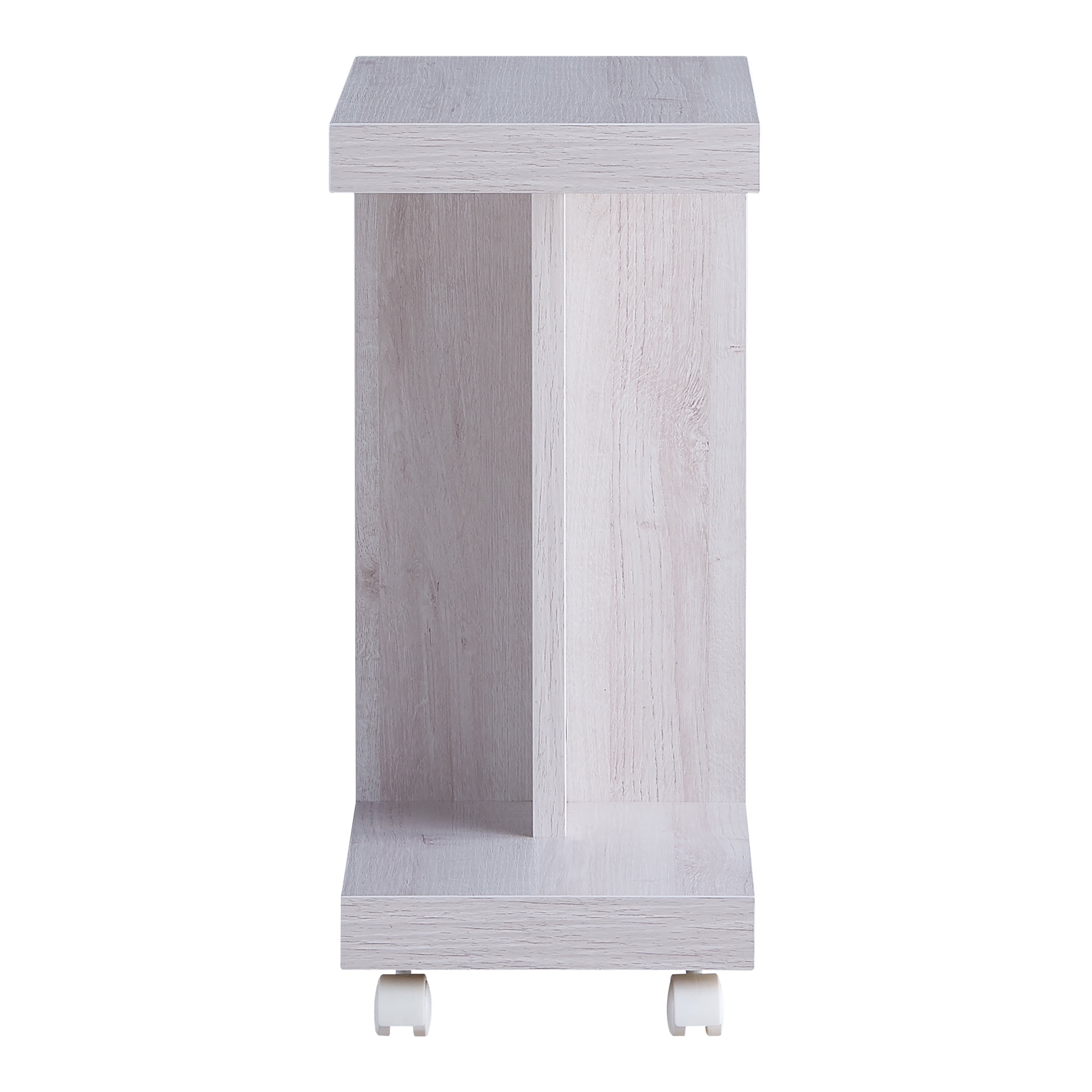 Furniture of America Halon End Table with Casters, White Oak