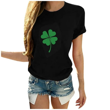

Blouses for Women Women Casual Printed Cotton Short Sleeve T-Shirt Tops Tees Loose Round-Neck T Shirts for Women Black 4XL