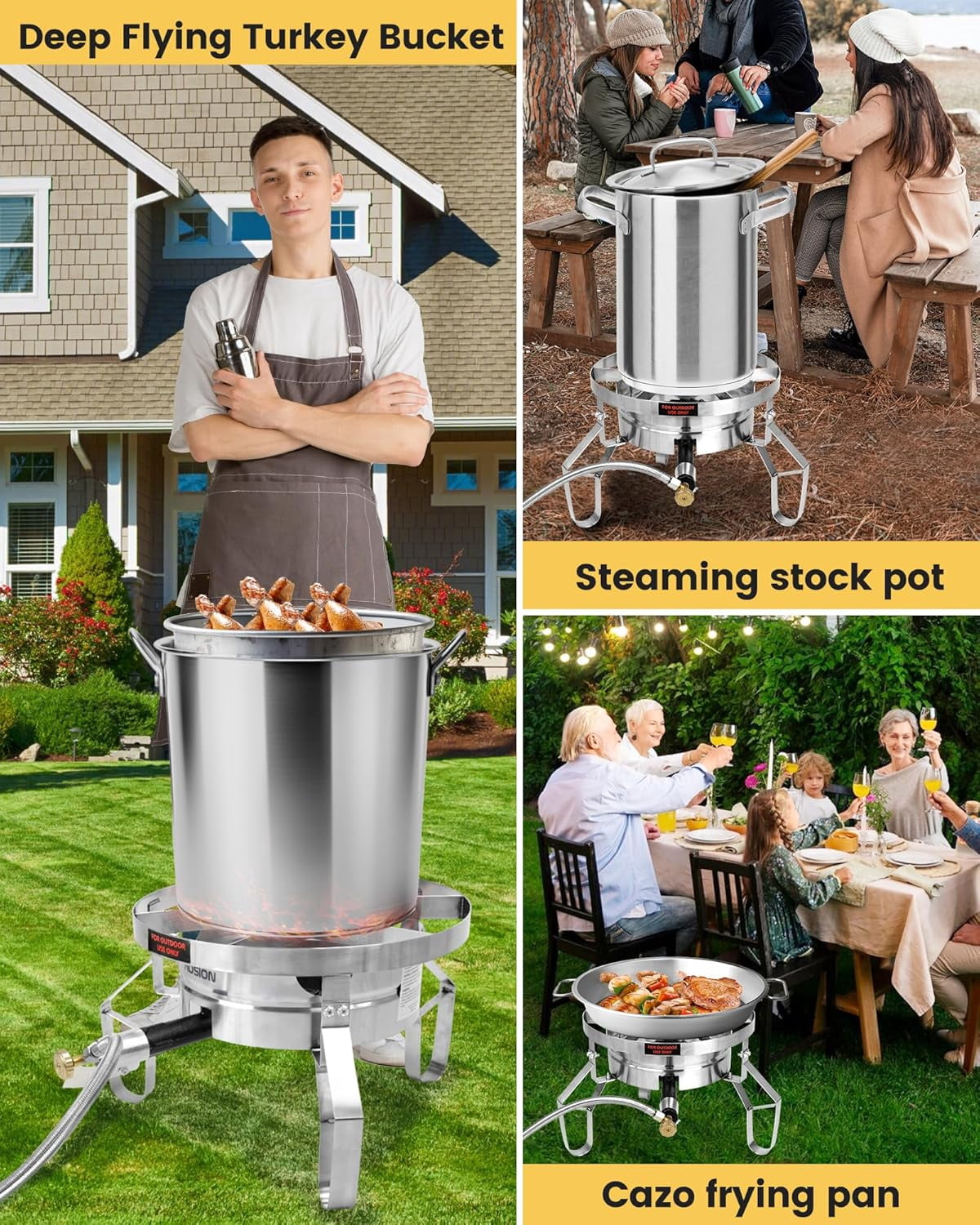 200,000/BTU Stainless Steel Single Burner Propane Stove,Heavy Duty Outdoor Propane Burner Gas Stove Cooker,High-Pressure Outdoor Burner for Cooking for Turkey Fryer,Crawfish Boil,Home Brewing